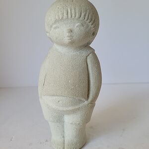 Marbell Stone Art Belgium Figurine - Textured Cream Boy Sculpture 6.5"